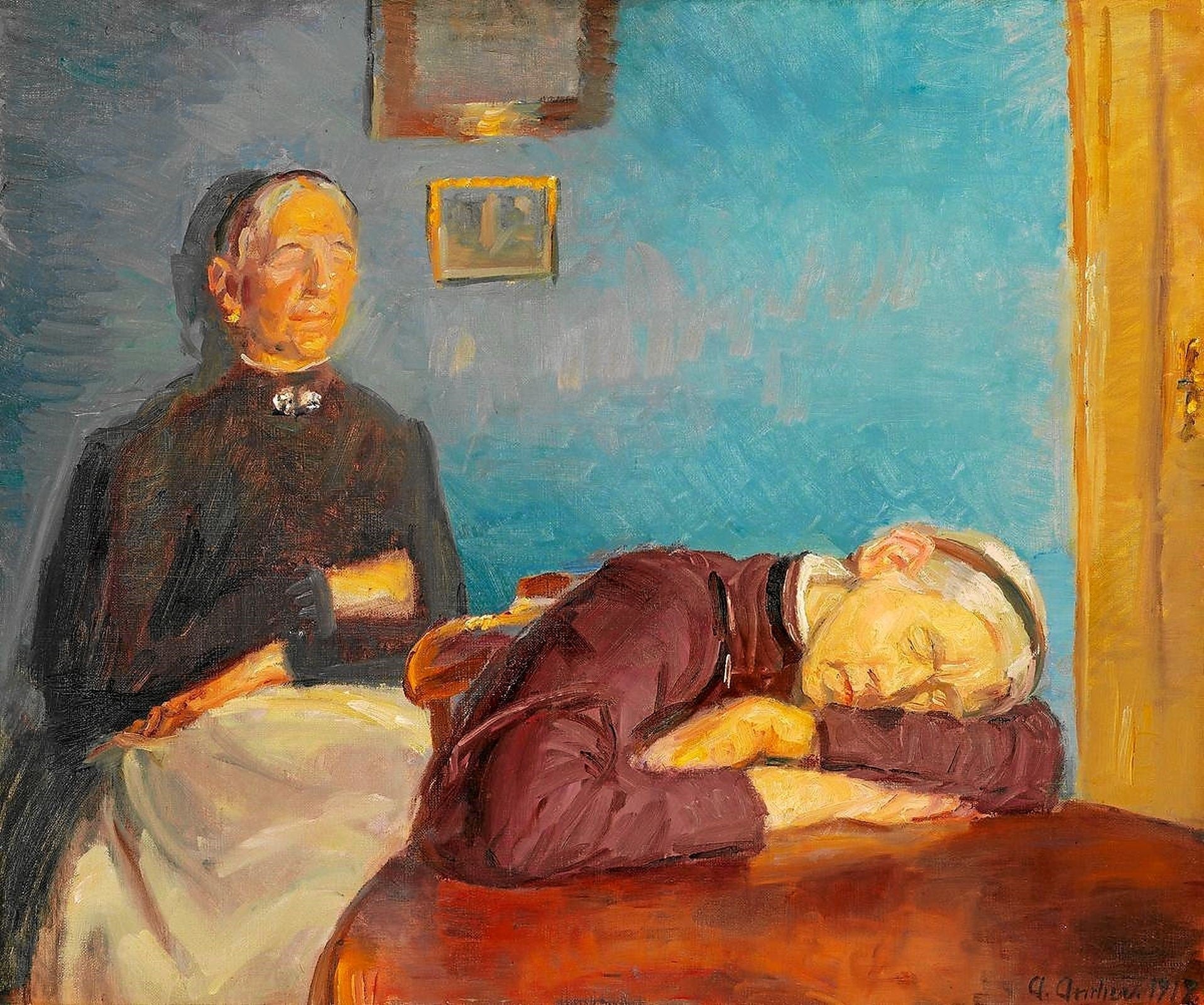 Lorsque le travail de la journée est terminé - Anna Ancher image 1 reproduction de peinture à l’huile