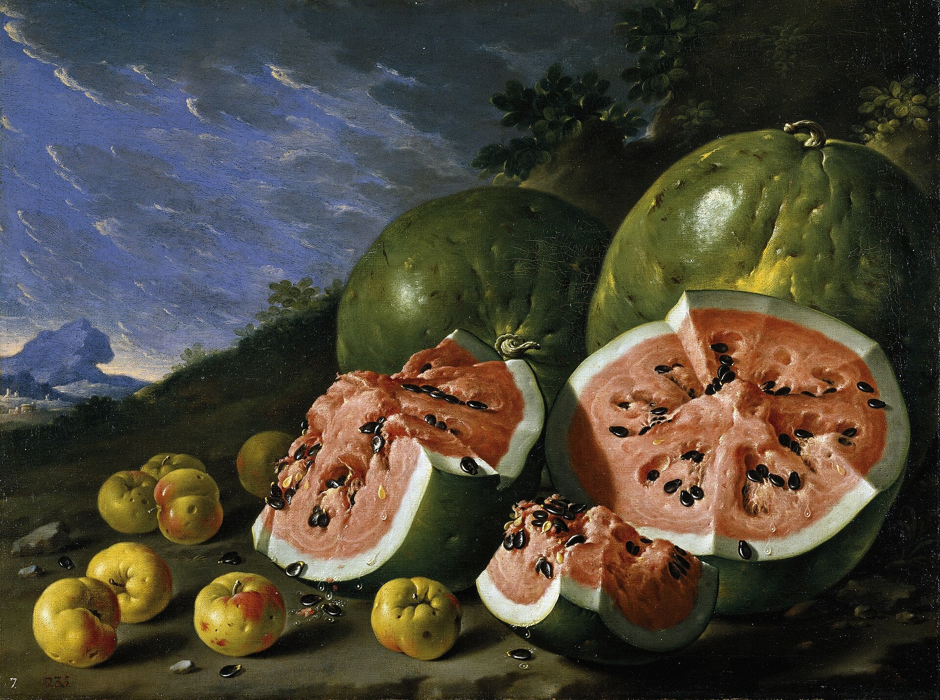 Nature morte avec pastèque et pommes - Luis Meléndez