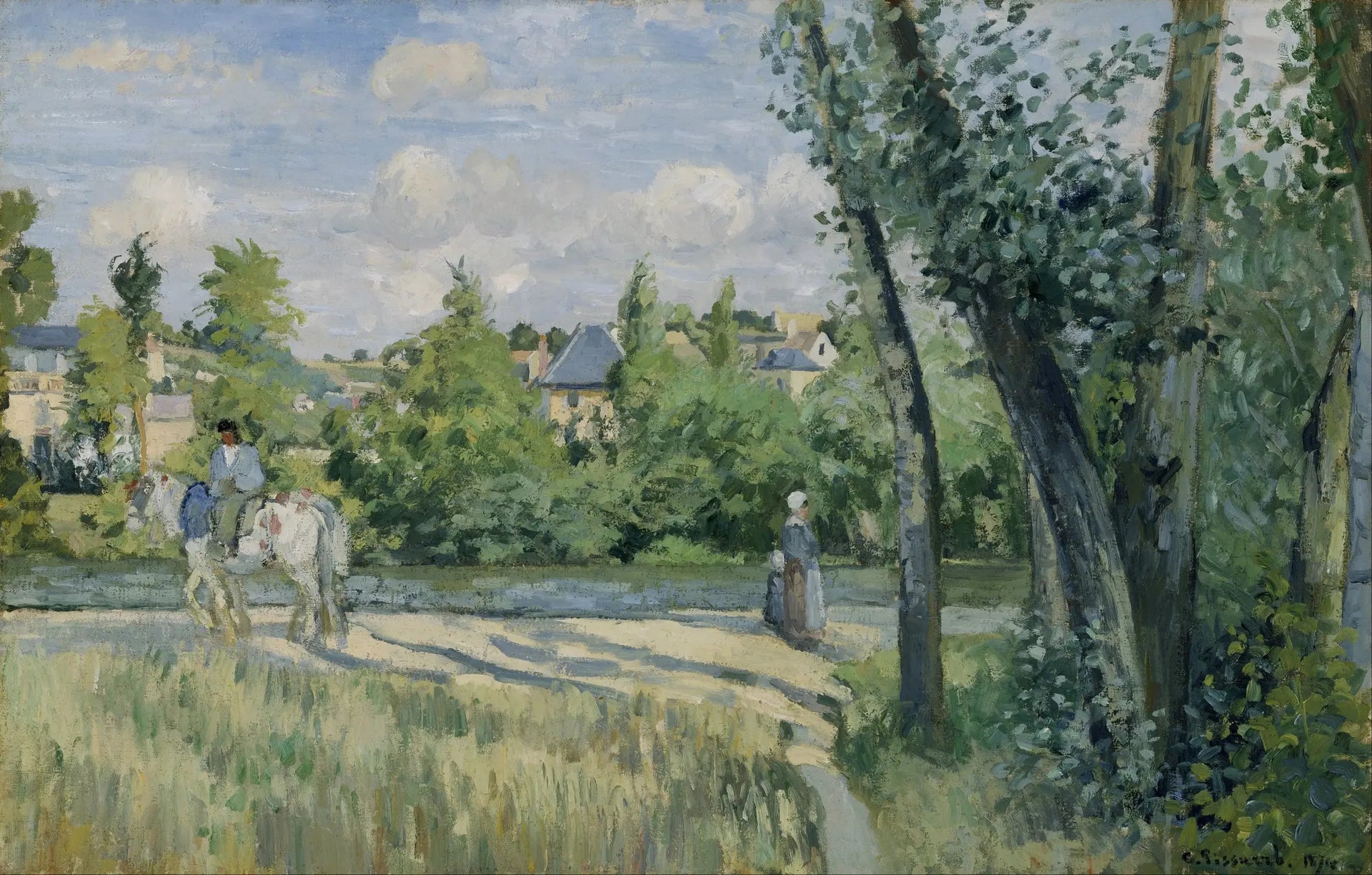 Lumière du soleil sur la route, Pontoise - Camille Pissarro image 1 reproduction artisanale de tableau