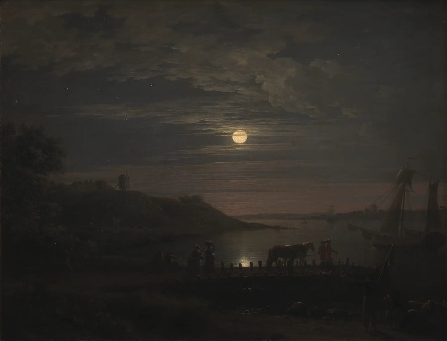 Traversée du Petit Belt au clair de lune de Jens Juel