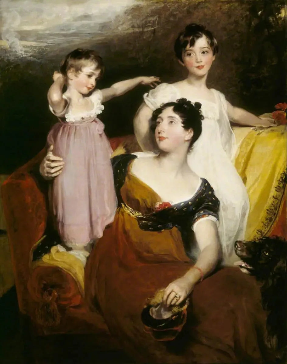 Lydia Elizabeth Hoare, Lady Acland (1786-1856) avec ses deux fils Thomas, plus tard 11e Bt (1809-1898) et Arthur (1811-1857) - Thomas Lawrence image 1 tableau peint à l’huile sur toile