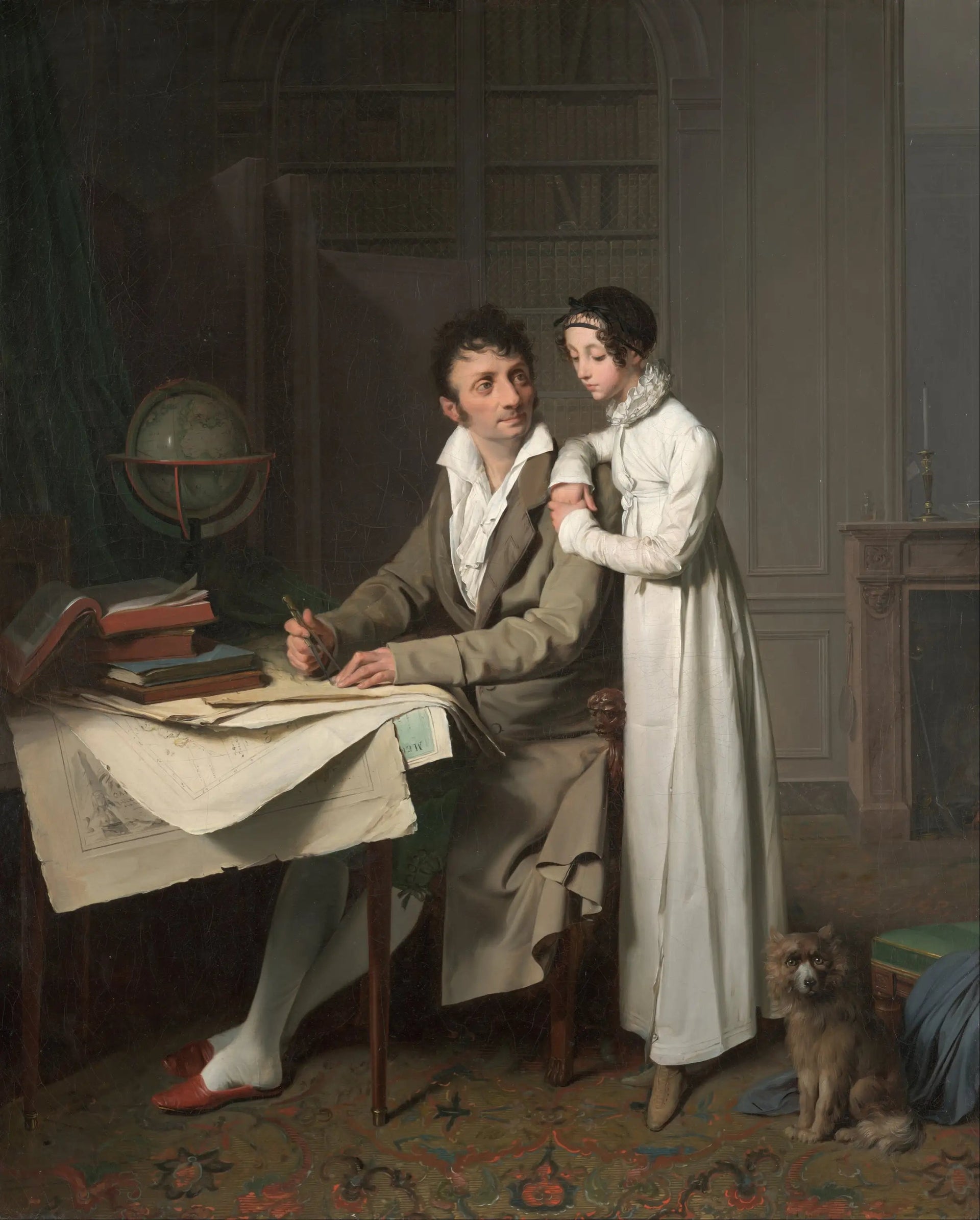 M. G*** donnant une leçon de géographie à sa fille - Louis-Léopold Boilly image 1 reproduction d’œuvre d’art à l’huile