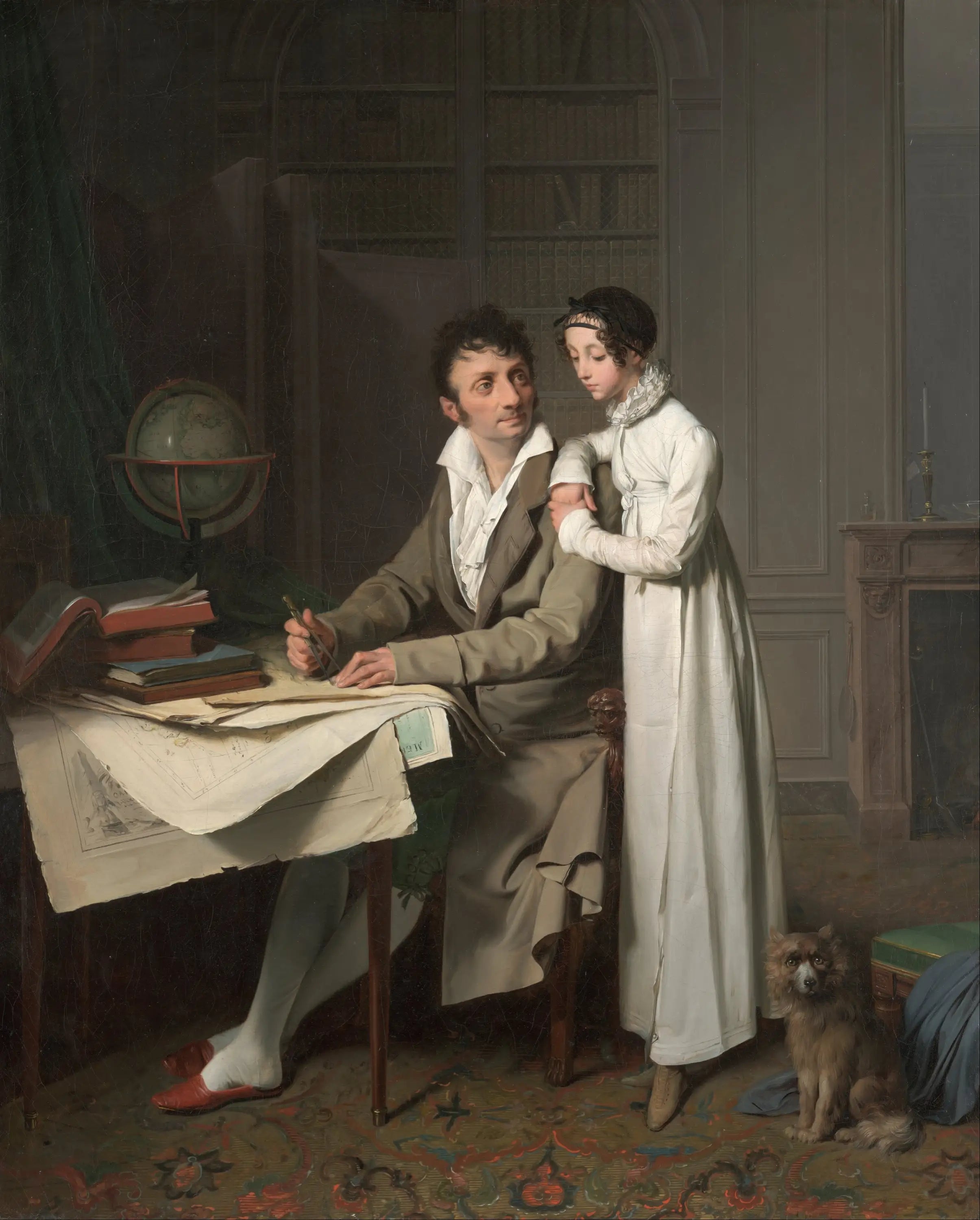M. G*** donnant une leçon de géographie à sa fille - Louis-Léopold Boilly - Alpha Reproduction