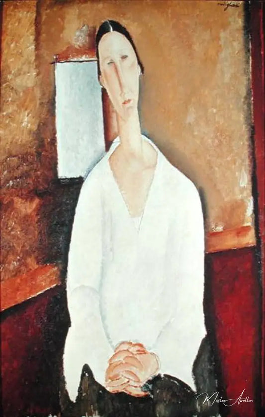 Madame Zborowska aux mains jointes - Amadeo Modigliani - Reproductions de tableaux et peintures haut de gamme