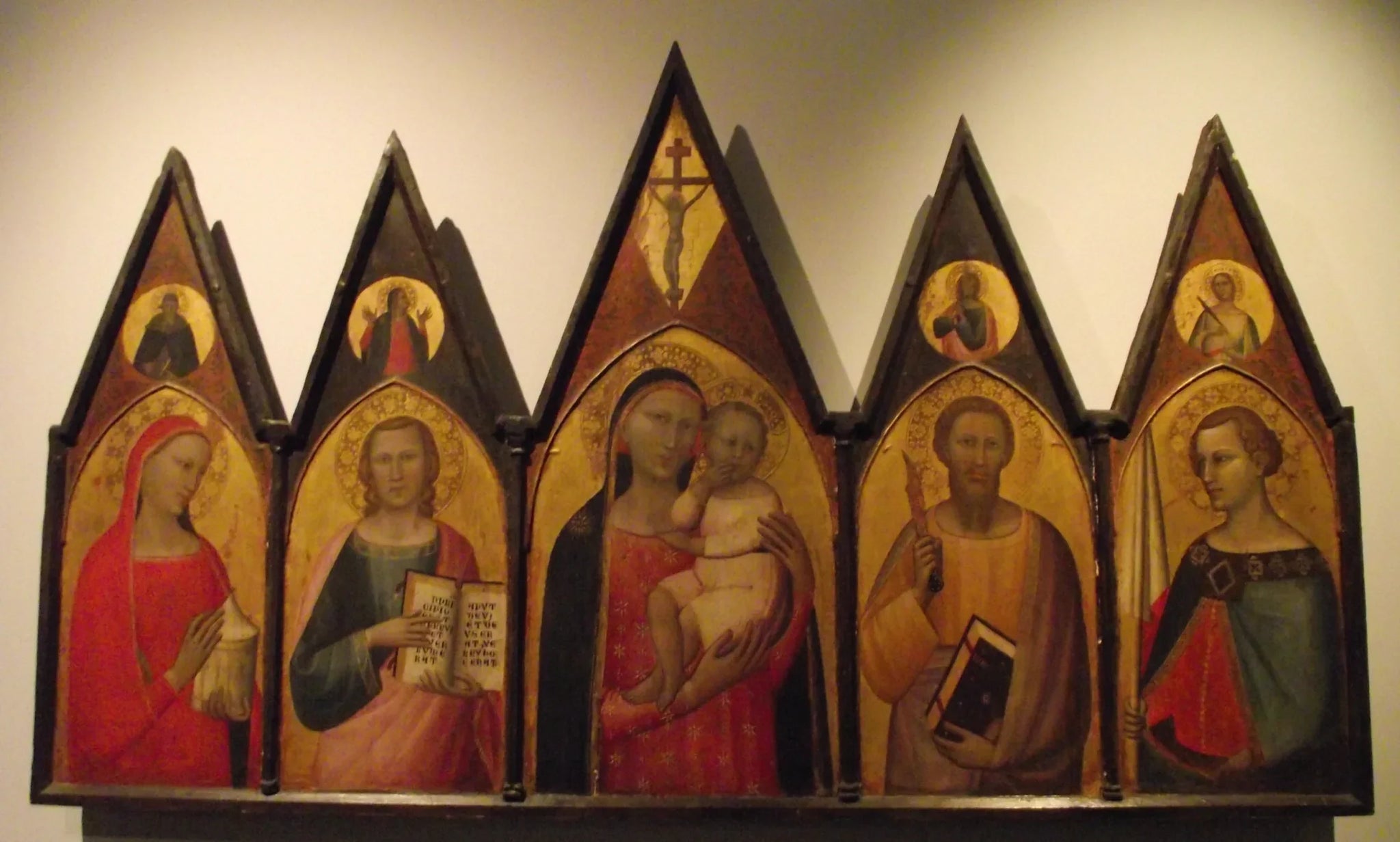 Madonna and Child with Saint Mary Magdalene, Saint John the Evangelist, Saint Bartholomew and Saint Venantius - Allegretto Nuzi image 1 reproduction de peinture à l’huile