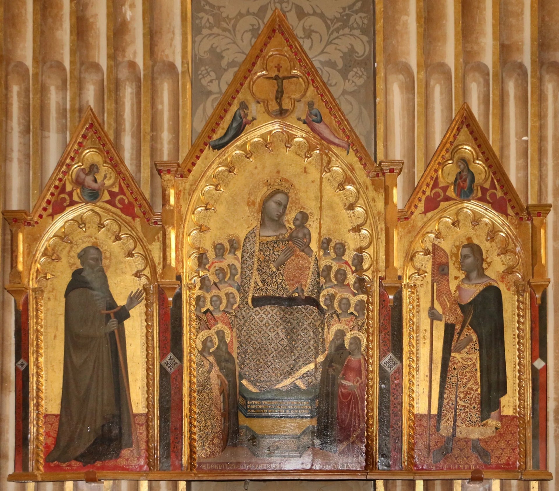 madonna col bambino, angeli e santi tra i ss. antonio abate e giuliano - Allegretto Nuzi image 1 copie de tableau peinte à la main