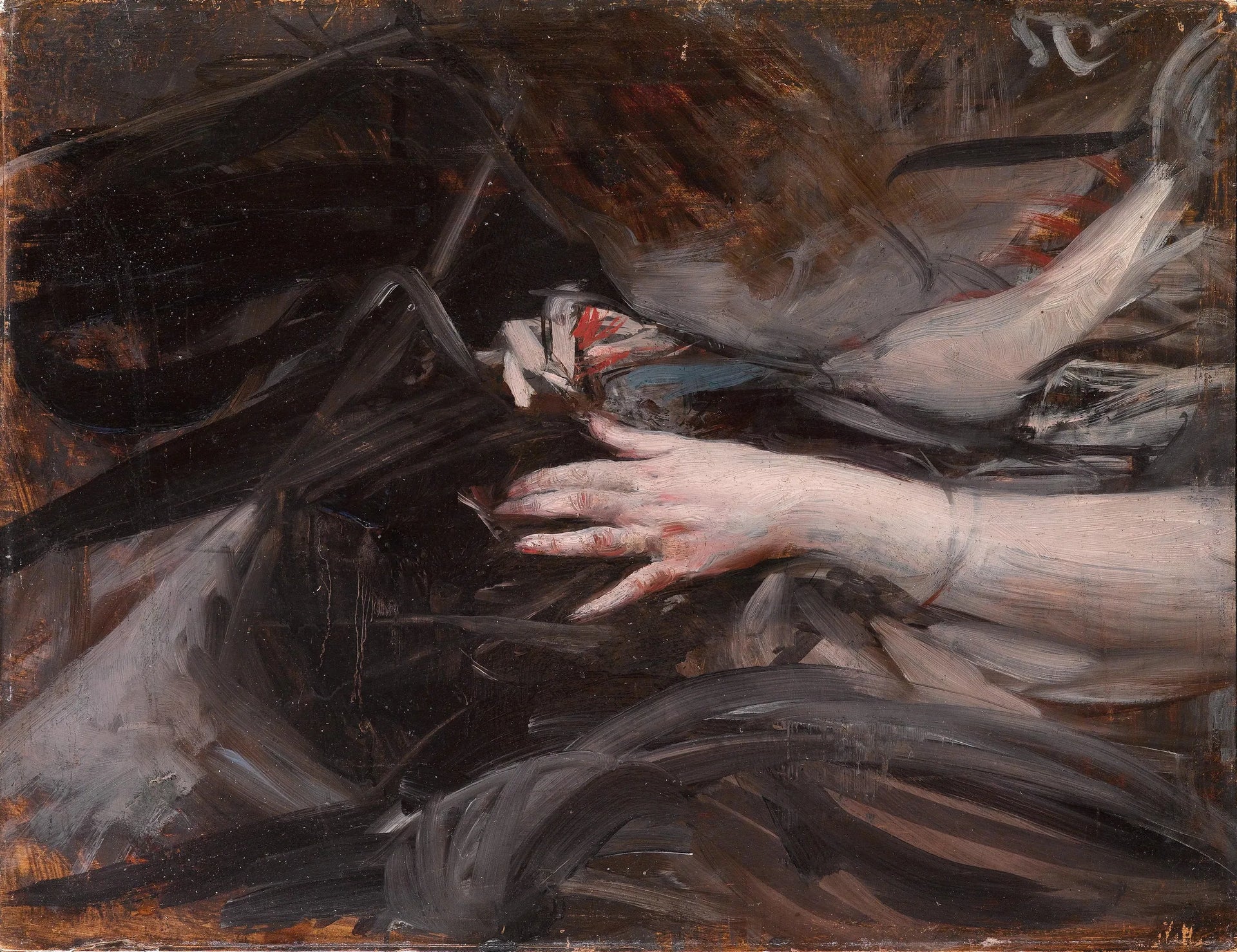 Mains de couture d'une femme - Giovanni Boldini image 1 reproduction de peinture à l’huile
