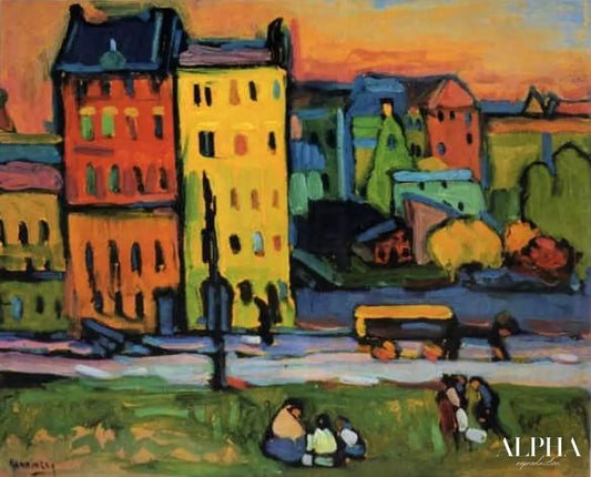 Maisons à Munich - Vassily Kandinsky - Reproductions de tableaux et peintures haut de gamme