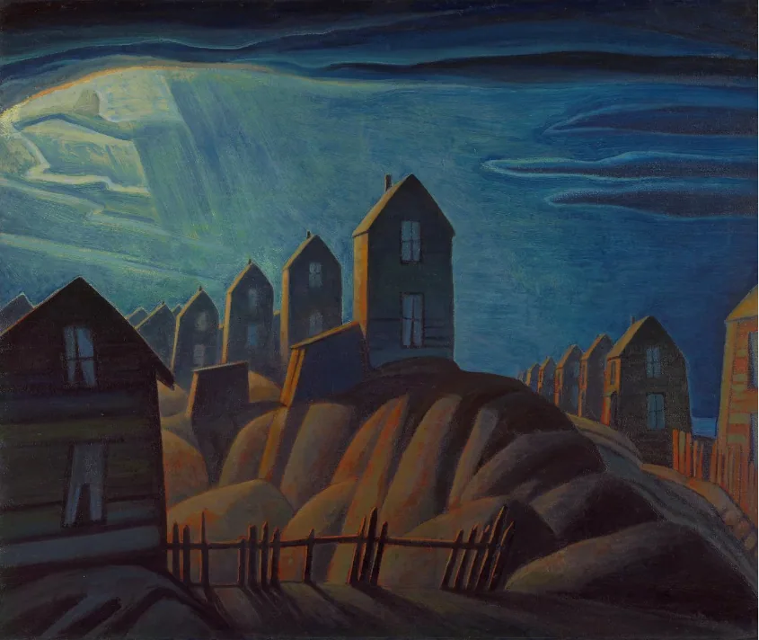 Maisons de mineurs, baie des Glaciers - Lawren Harris image 1 reproduction de peinture à l’huile