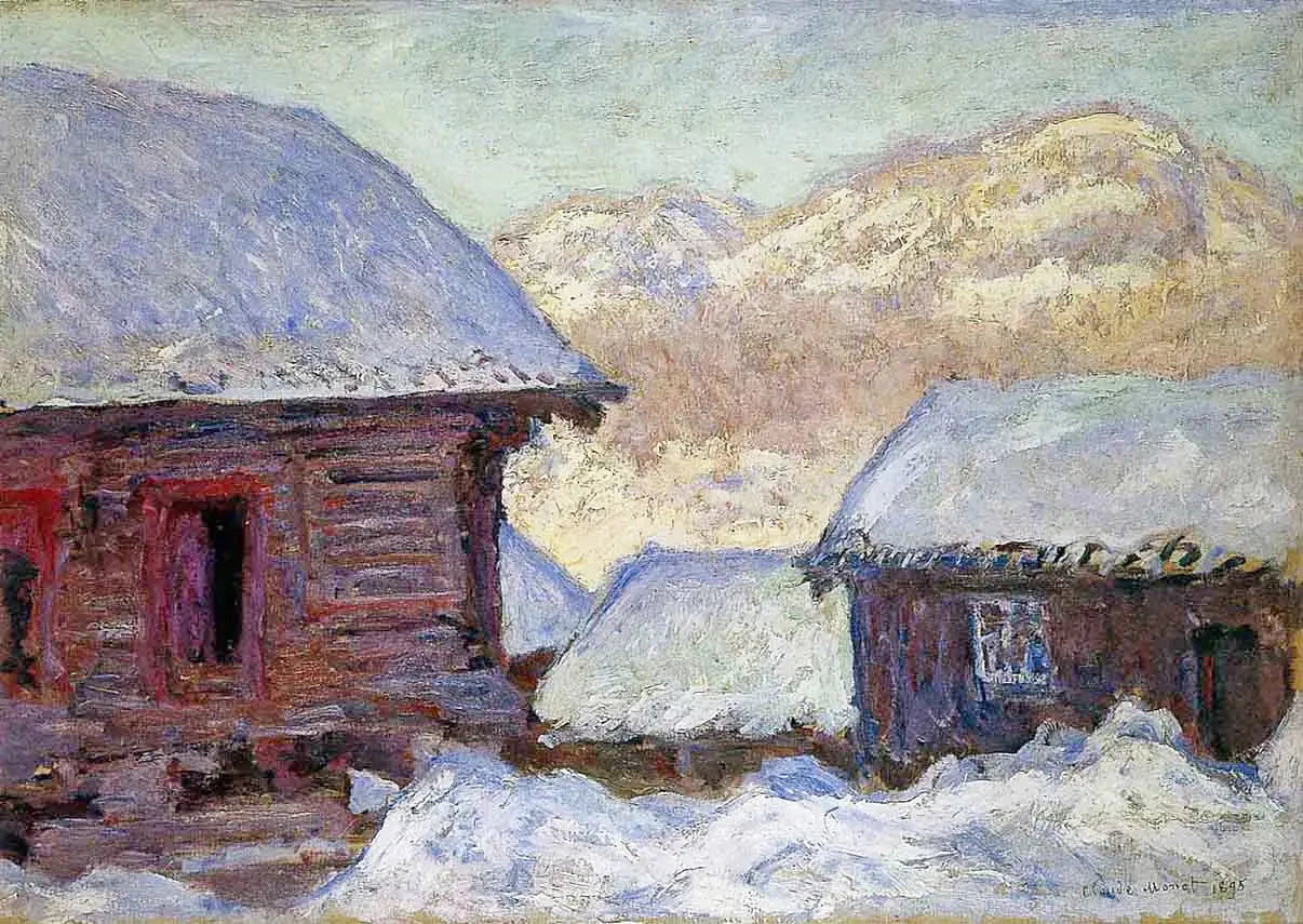 Maisons dans la neige et mont Kolsås de Claude Monet, 1895 – Uehara Museum, Wildenstein 1404