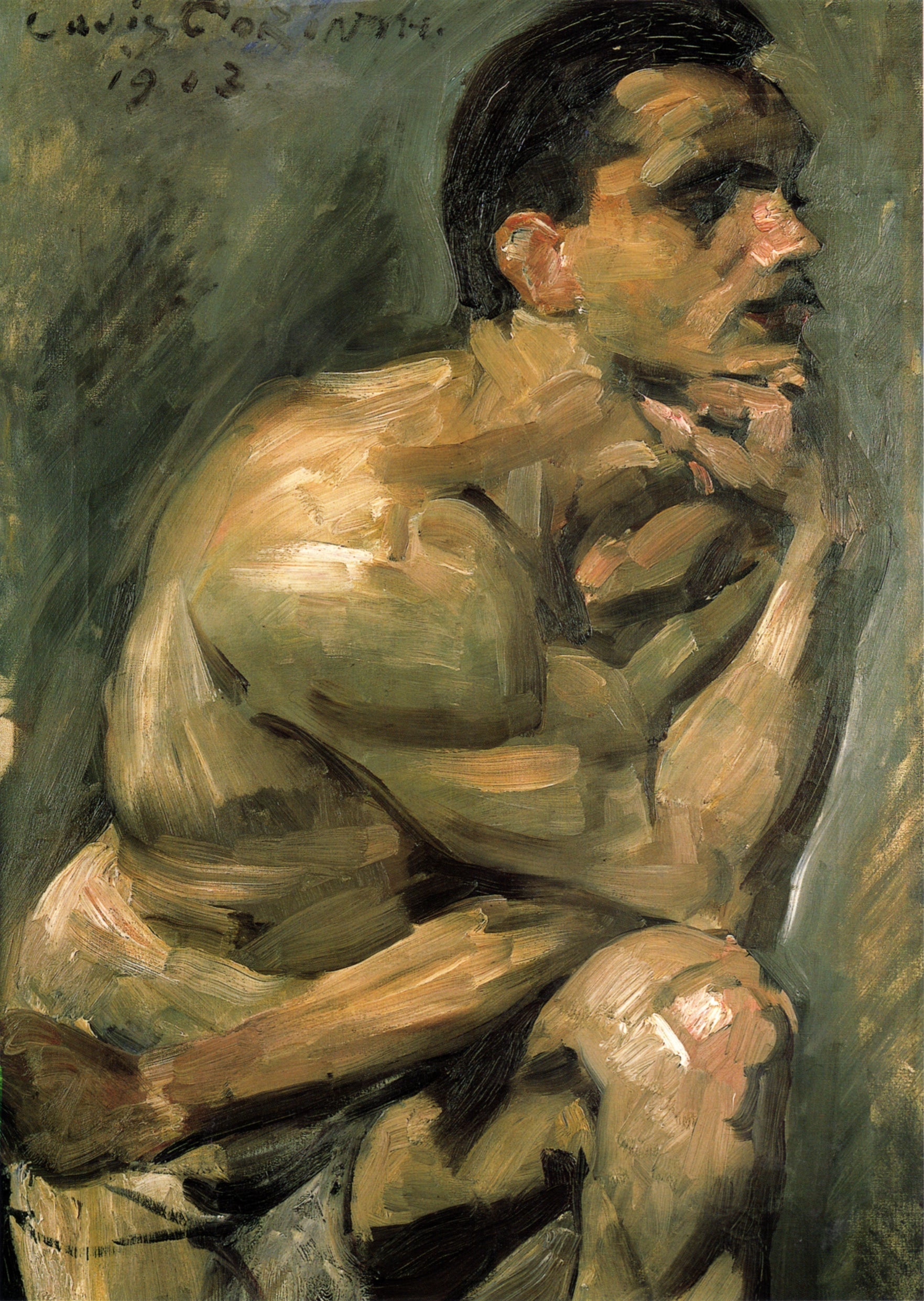 Männlicher Halbakt - Lovis Corinth image 1 reproduction d’œuvre d’art à l’huile