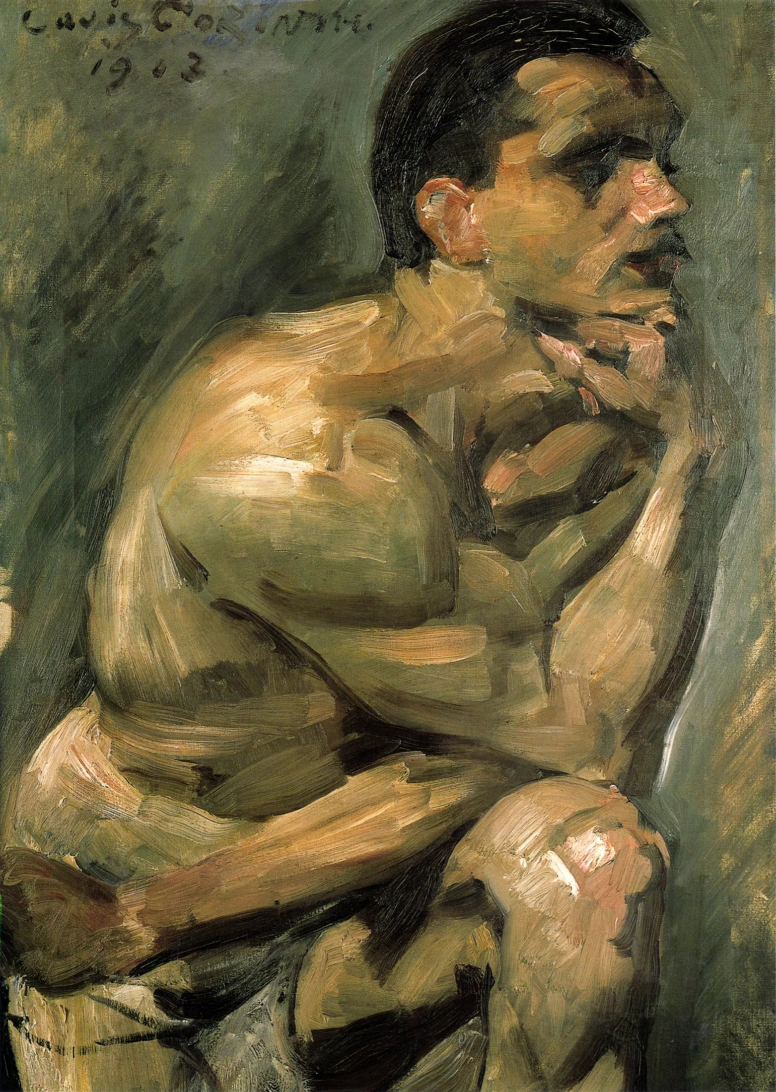 Männlicher Halbakt - Lovis Corinth image 1 reproduction d’œuvre d’art à l’huile