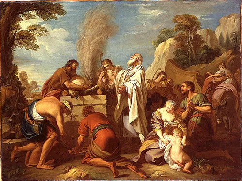 Manué offre un sacrifice au Seigneur pour obtenir un fils - Charles-Joseph Natoire image 1 copie de tableau peinte à la main
