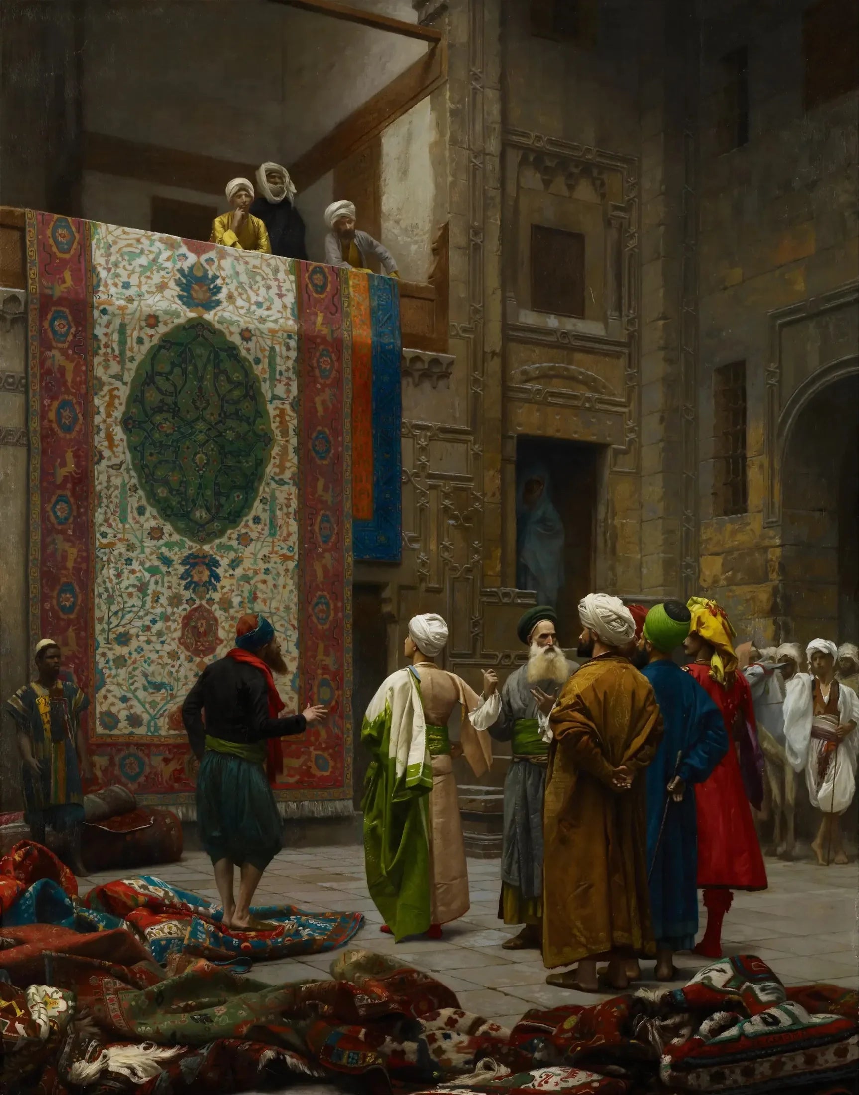 Marchand de tapis au Caire - Jean-Léon Gérôme image 1 reproduction artisanale de tableau