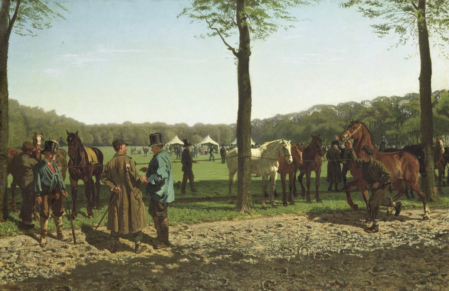 Marché aux chevaux sur le Maliebaan à La Haye - Cornelis Albertus Johannes Schermer