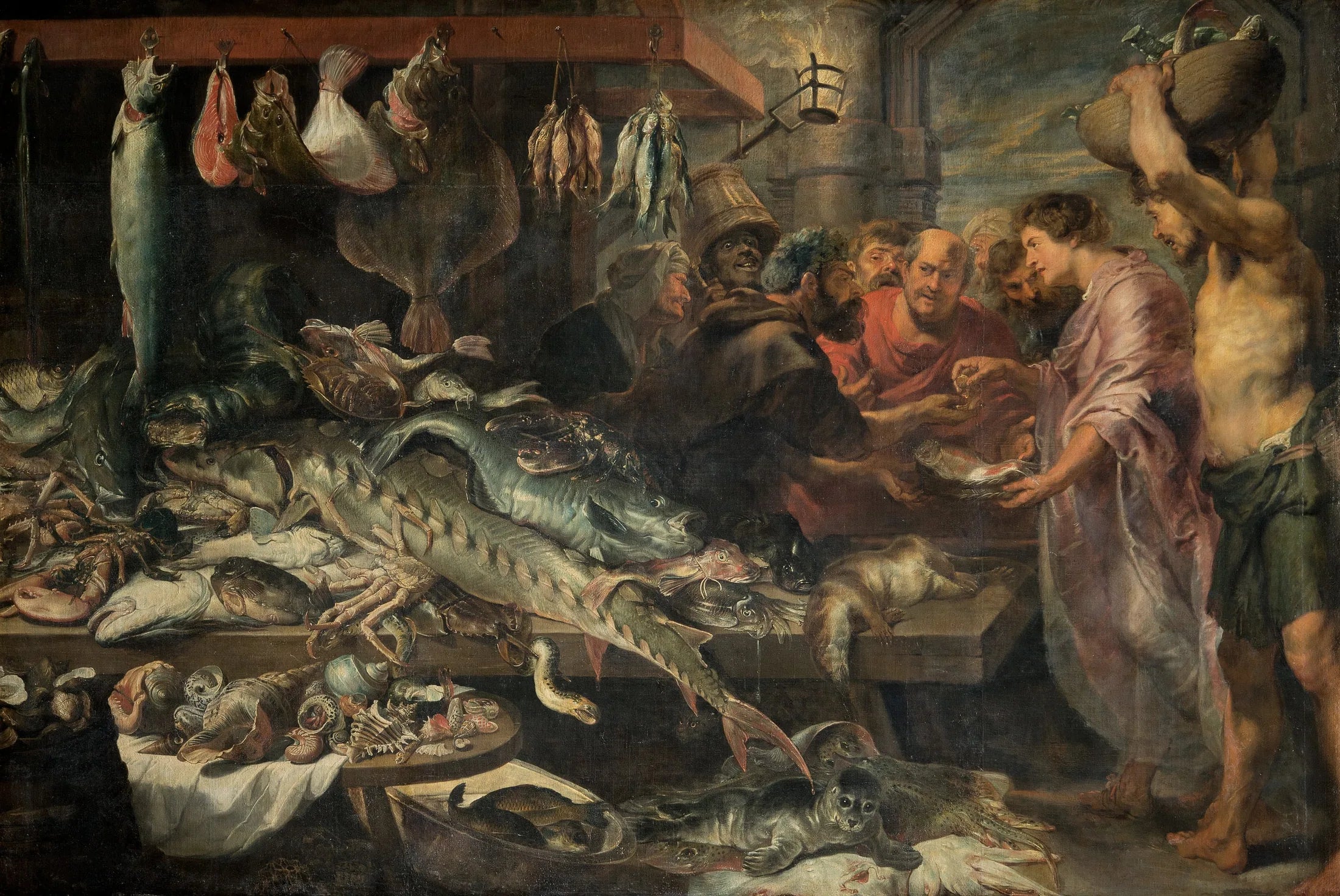 Marché aux poissons (Argent de tribut ?) - Frans Snyders image 1 reproduction de peinture à l’huile