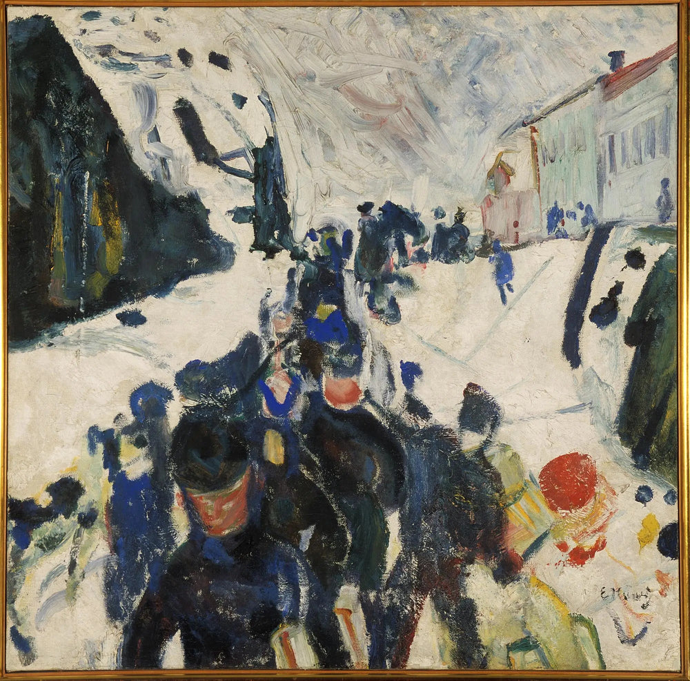 Marche dans la neige - Edvard Munch image 1 reproduction de peinture à l’huile