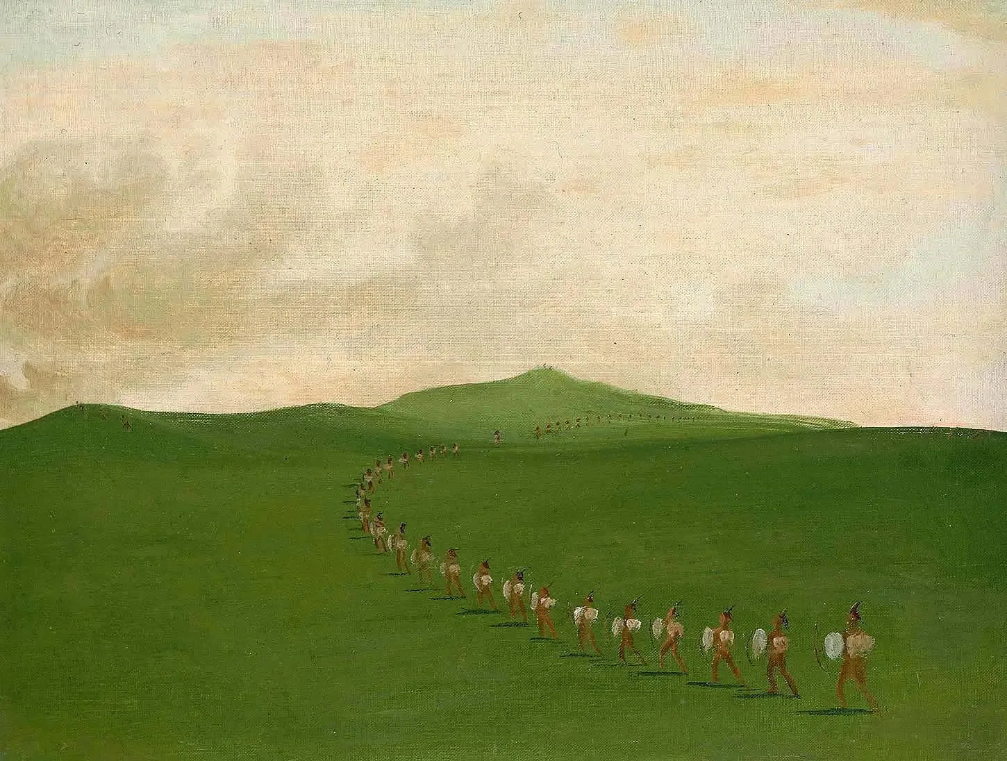 Marche des fantassins dans le Haut-Missouri - George Catlin image 1 reproduction de peinture à l’huile