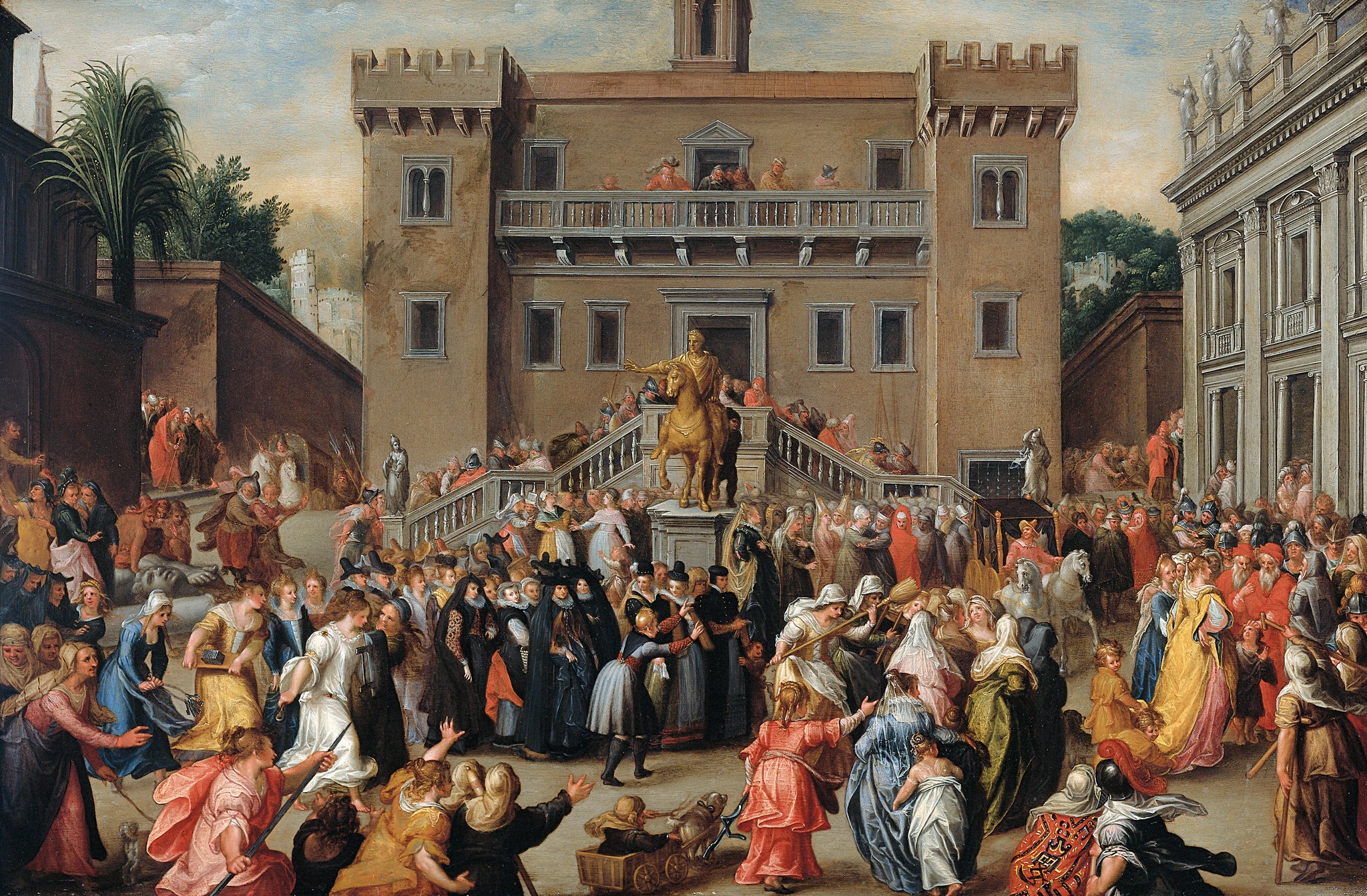La marche des femmes romaines sur le Capitole de Rome - Pieter Isaacsz