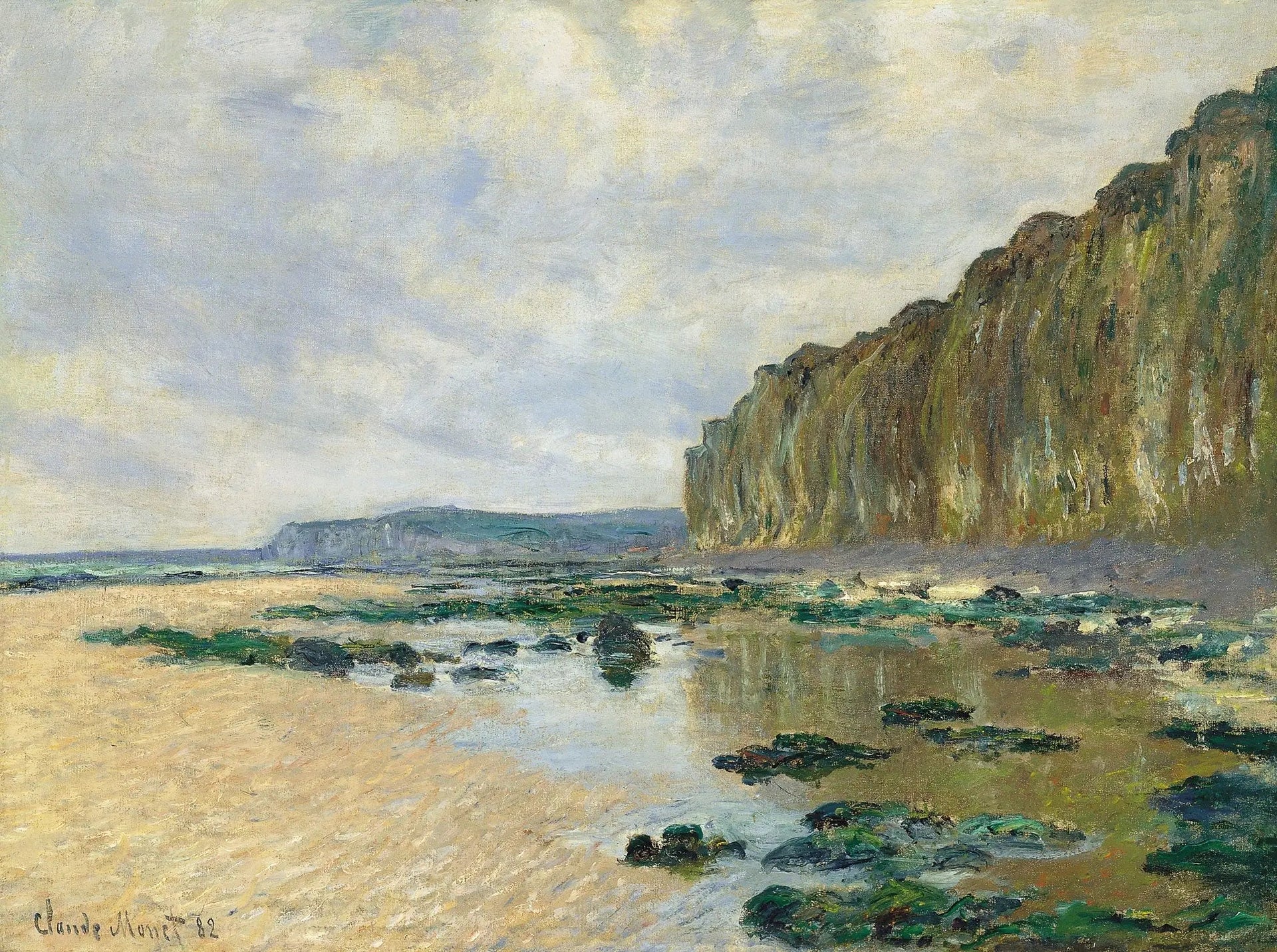 Marée basse devant Varengeville - Claude Monet image 1 copie peinte à la main à l’huile