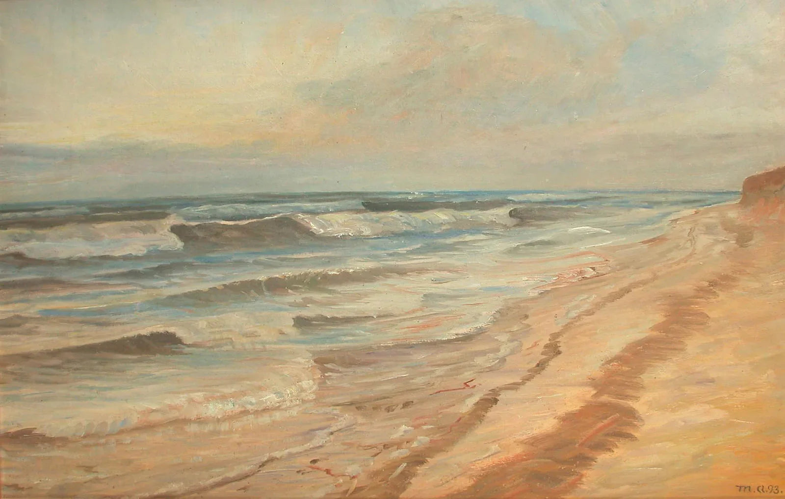 Marée haute sur la plage de Skagen. - Michael Peter Ancher image 1 reproduction artisanale de tableau
