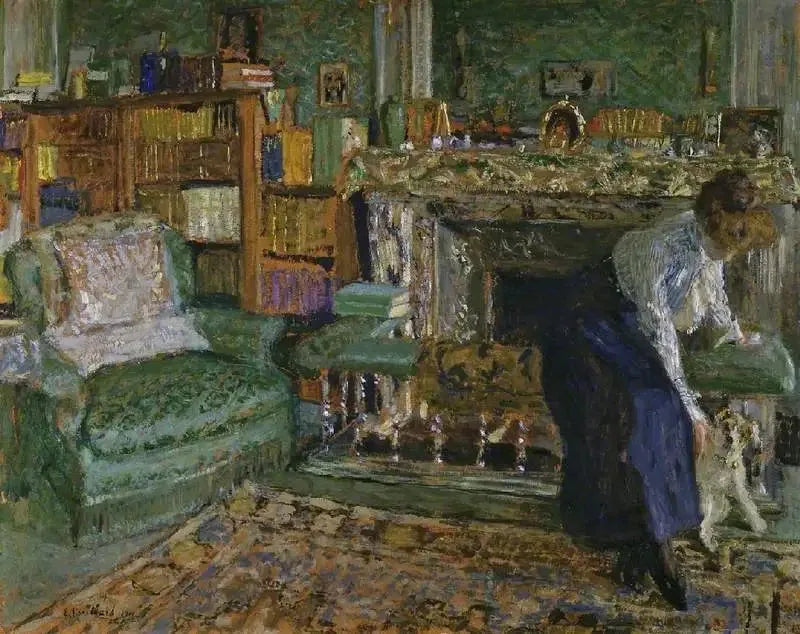 มาร์กุรีต์ ชาปิน ในอพาร์ตเมนต์ของเธอกับสุนัข - Édouard Vuillard