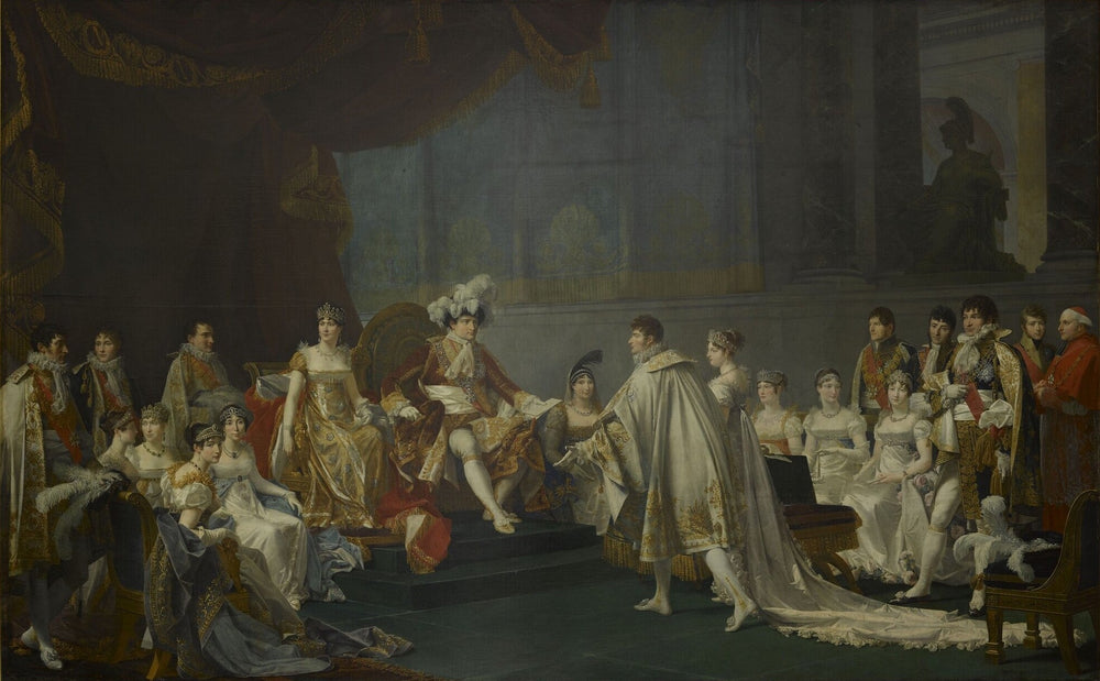 Mariage du Prince Jérôme Bonaparte et de la Princesse Frédérique Catherine de Wurtemberg, 22 août 1807 - Jean-Baptiste Regnault image 1 reproduction d’œuvre d’art à l’huile