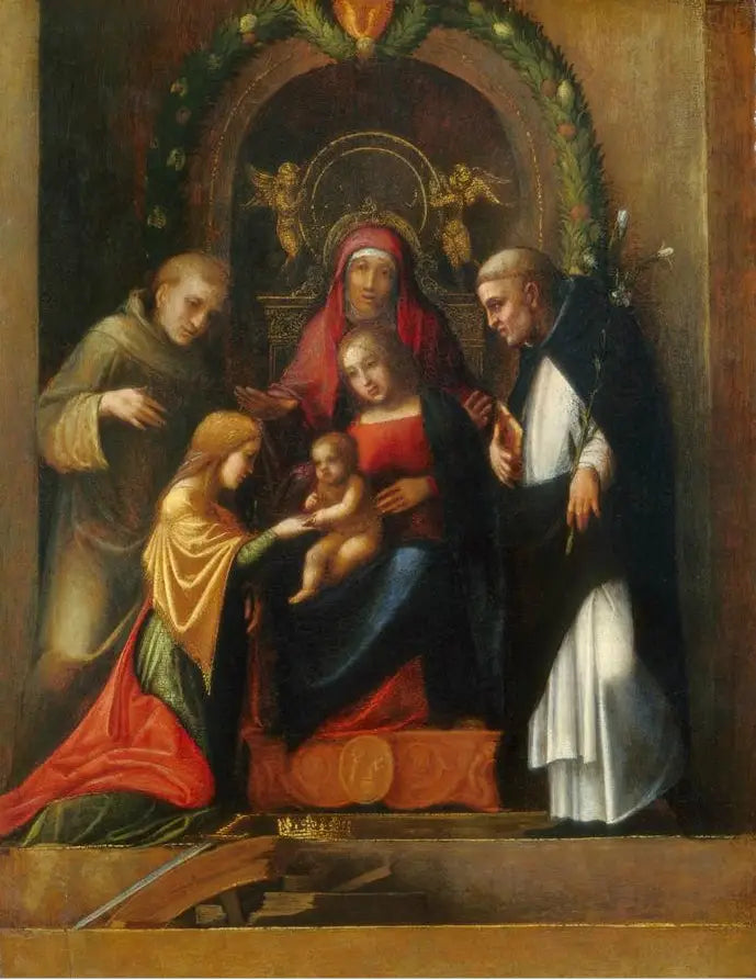 งานสมรสลึกลับของนักบุญ Catherine แห่ง Alexandria และนักบุญ - Antonio da Correggio