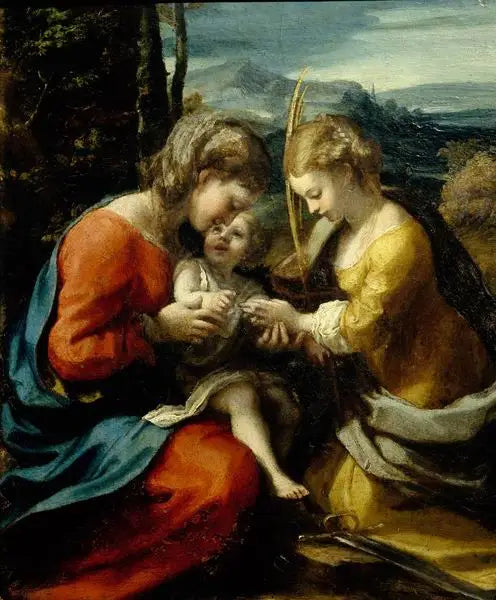 งานแต่งงานลึกลับของนักบุญ Catherine แห่งอเล็กซานเดรีย (พิพิธภัณฑ์ Capodimonte) - อันโตนิโอ ดา คอร์เรจจิโอ