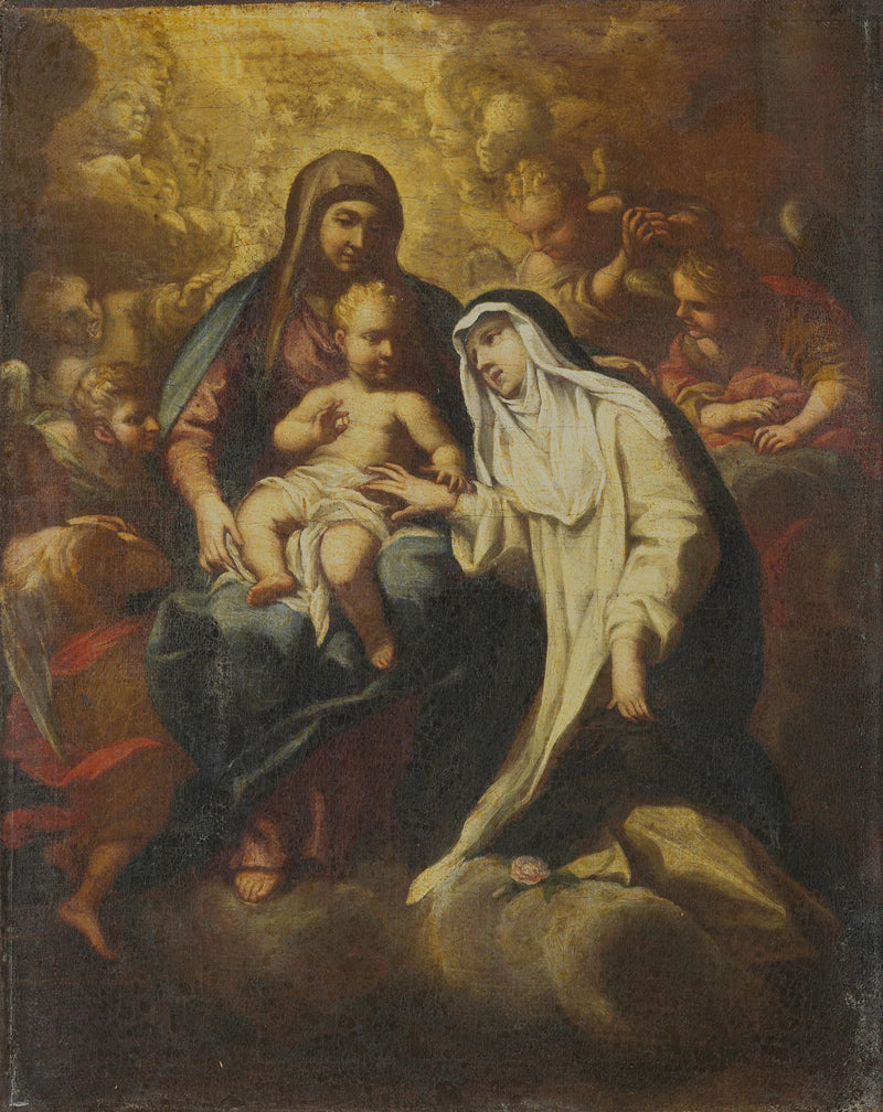 Le Mariage mystique de sainte Rose de Lima. - Lazzaro Baldi