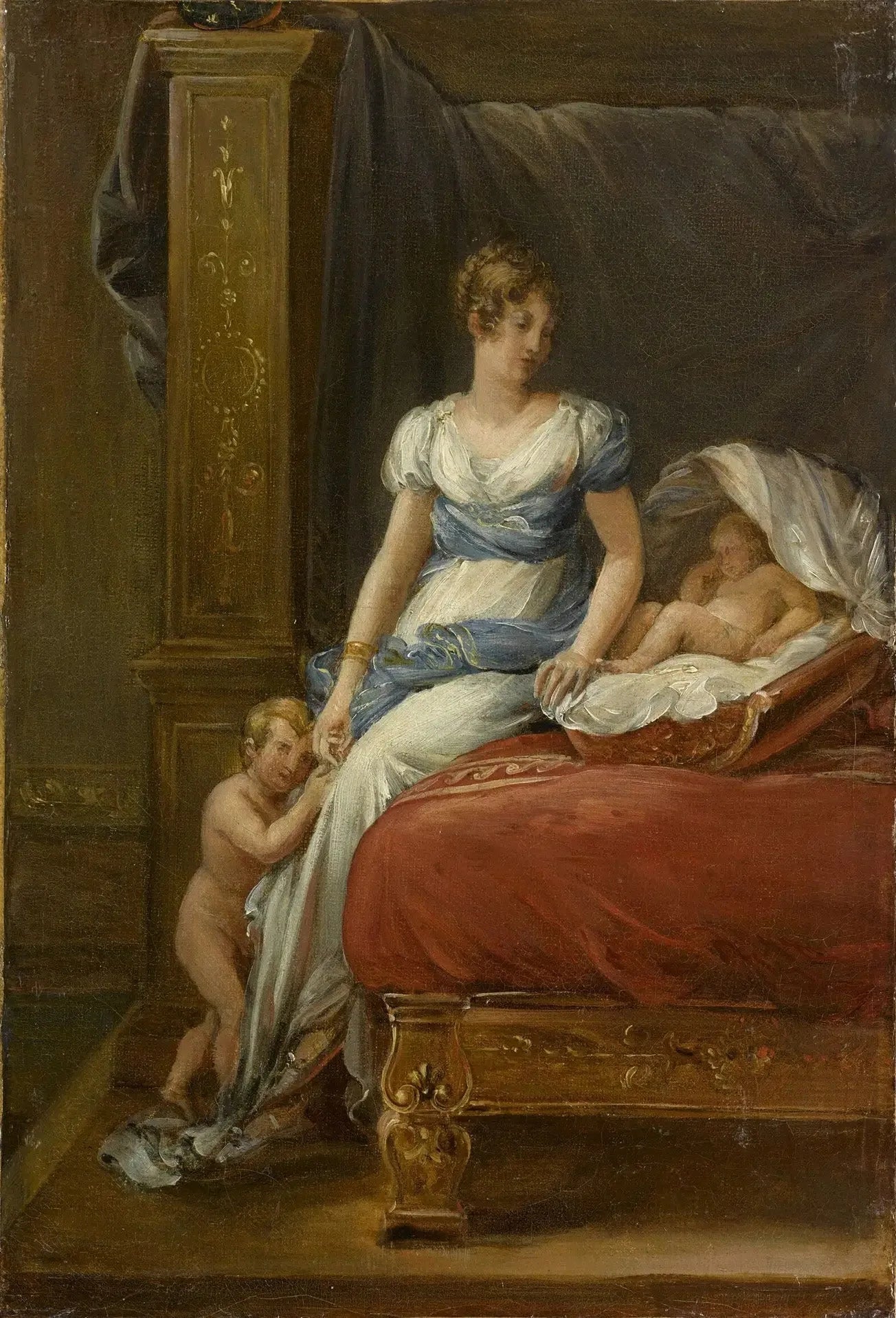 Marie-Annonciade-Caroline Bonaparte, reine de Naples et ses enfants - François Gérard image 2 copie peinte à la main à l’huile