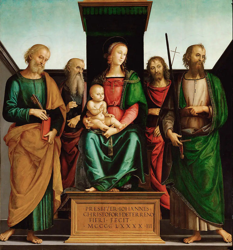 Marie avec l'Enfant et les quatre saints - Pietro Perugino
มารดาพร้อมพระเยซูและนักบุญสี่องค์ - ปีเอโตร เปรูจิโน