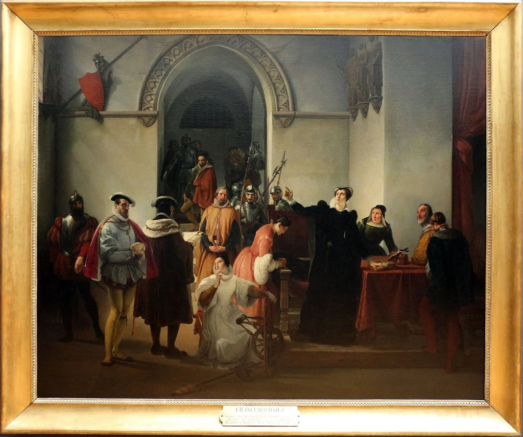 Marie Stuart protestant de son innocence à la lecture de sa condamnation à mort - Francesco Hayez image 2 tableau peint à l’huile sur toile