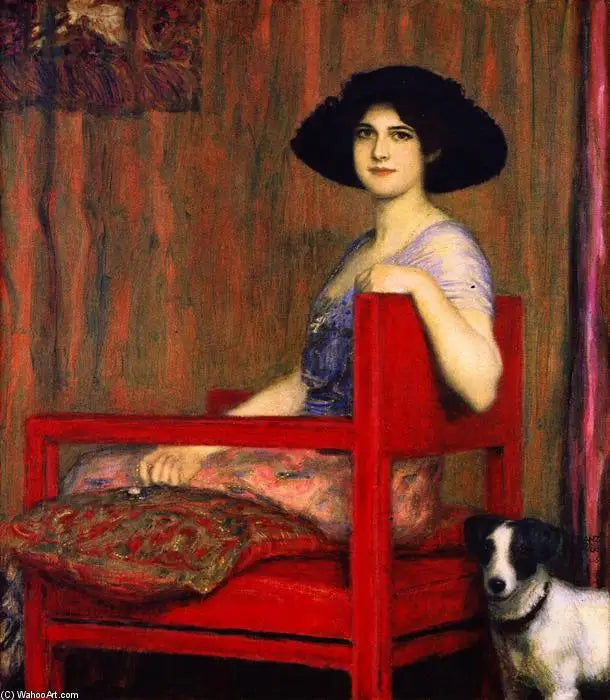 Marie บนเก้าอี้สีแดง - Franz Von Stuck