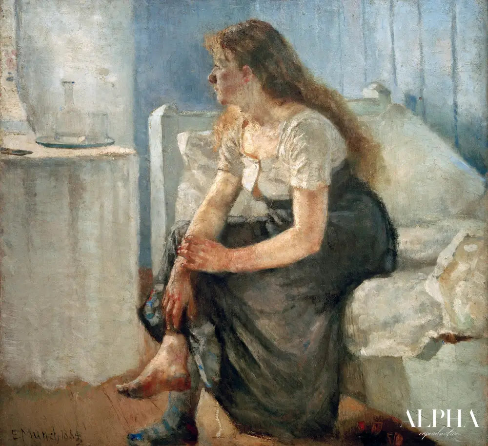 Matin (Fille assise sur le lit) - Edvard Munch - Reproductions de tableaux et peintures haut de gamme