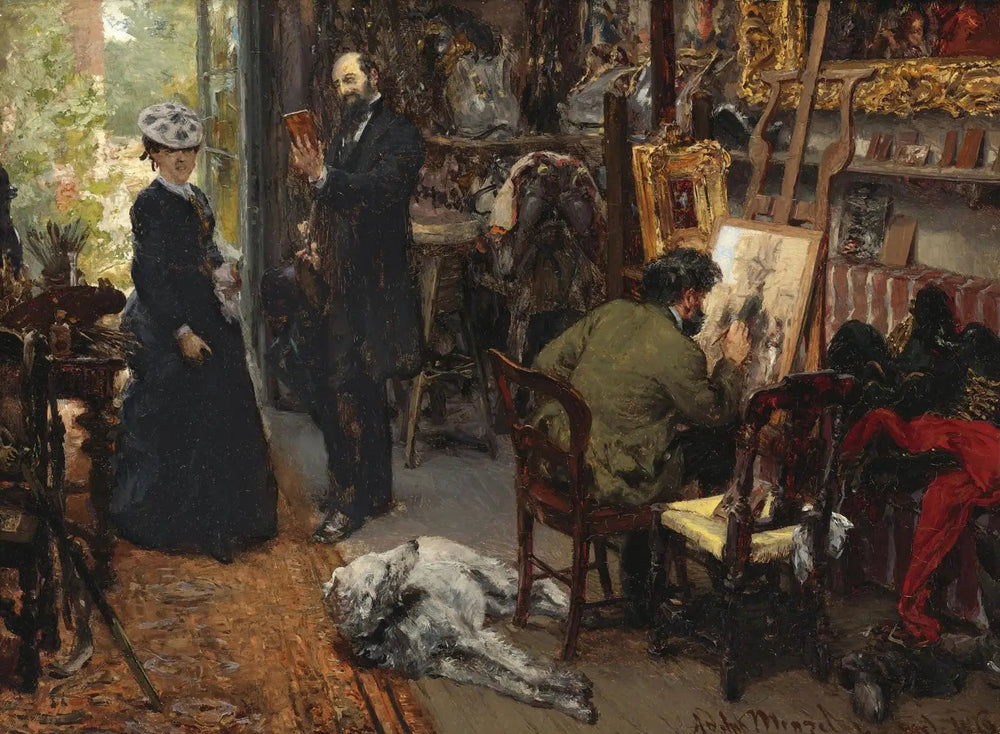 Meissonier im Atelier in Poissy - Adolph von Menzel image 1 reproduction de peinture à l’huile