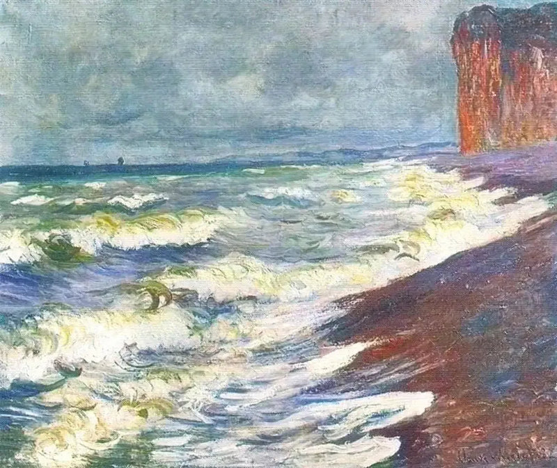 ทะเลที่มีคลื่นซัดสาดที่ปูร์วิลล์ - Claude Monet
