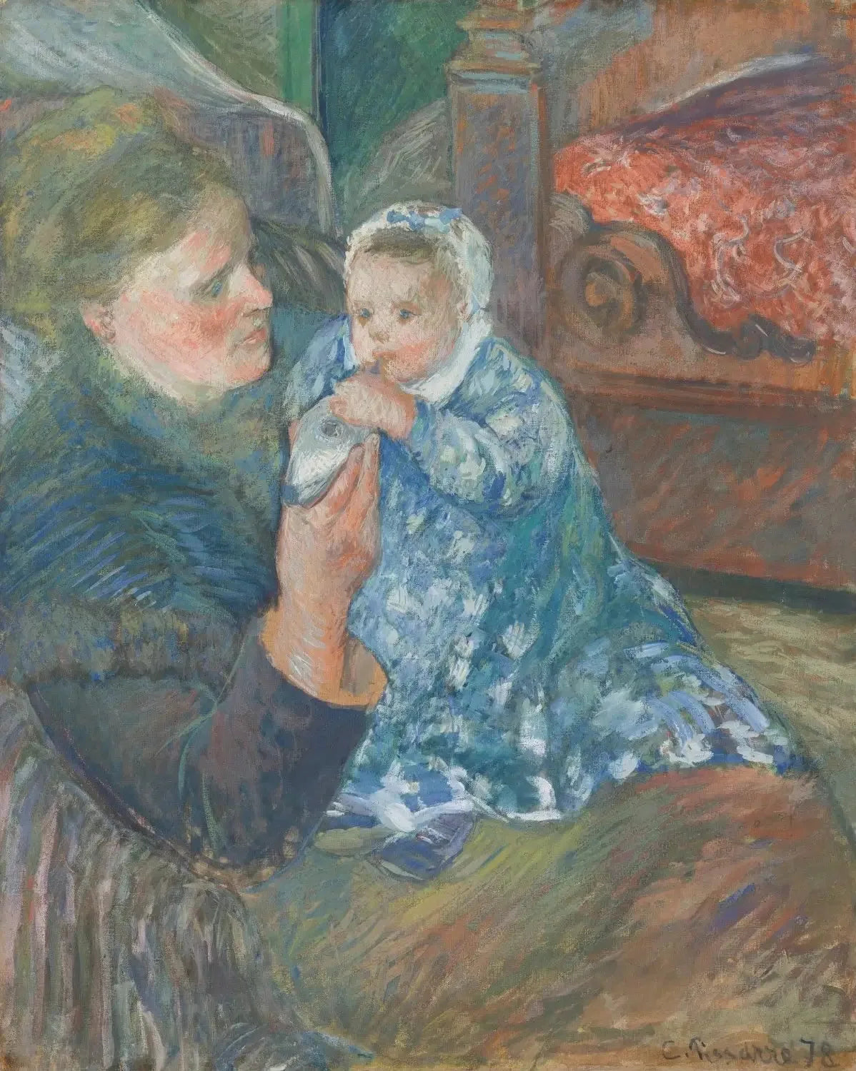 Mère et enfant (Julie Pissarro et fils Ludovic-Rodolphe dit Rodo) - Camille Pissarro image 1 reproduction de peinture à l’huile