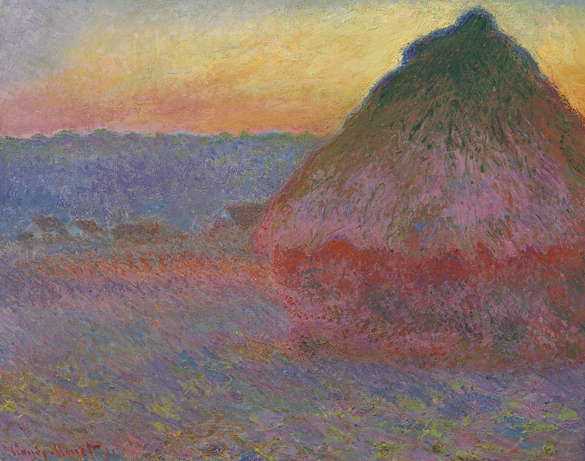 Meule, impressions roses et bleues de Claude Monet, 1891 – collection particulière, Wildenstein 1290