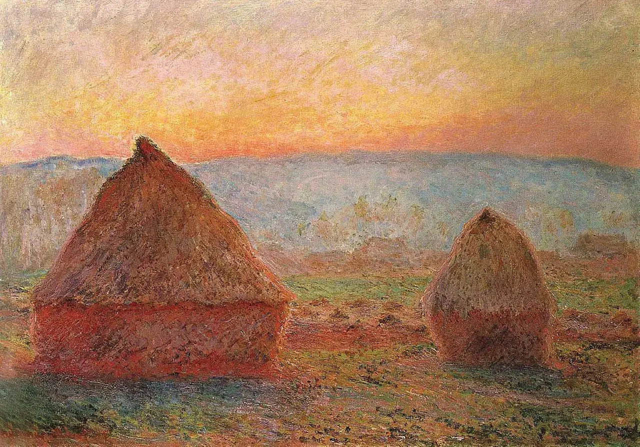 Les Meules à Giverny, soleil couchant W1213 par Claude Monet