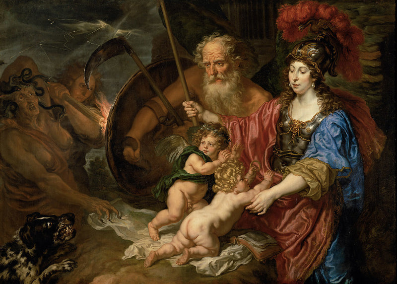 Minerve et Saturne protègent l'art et la science de l'envie et du mensonge. - Joachim von Sandrart