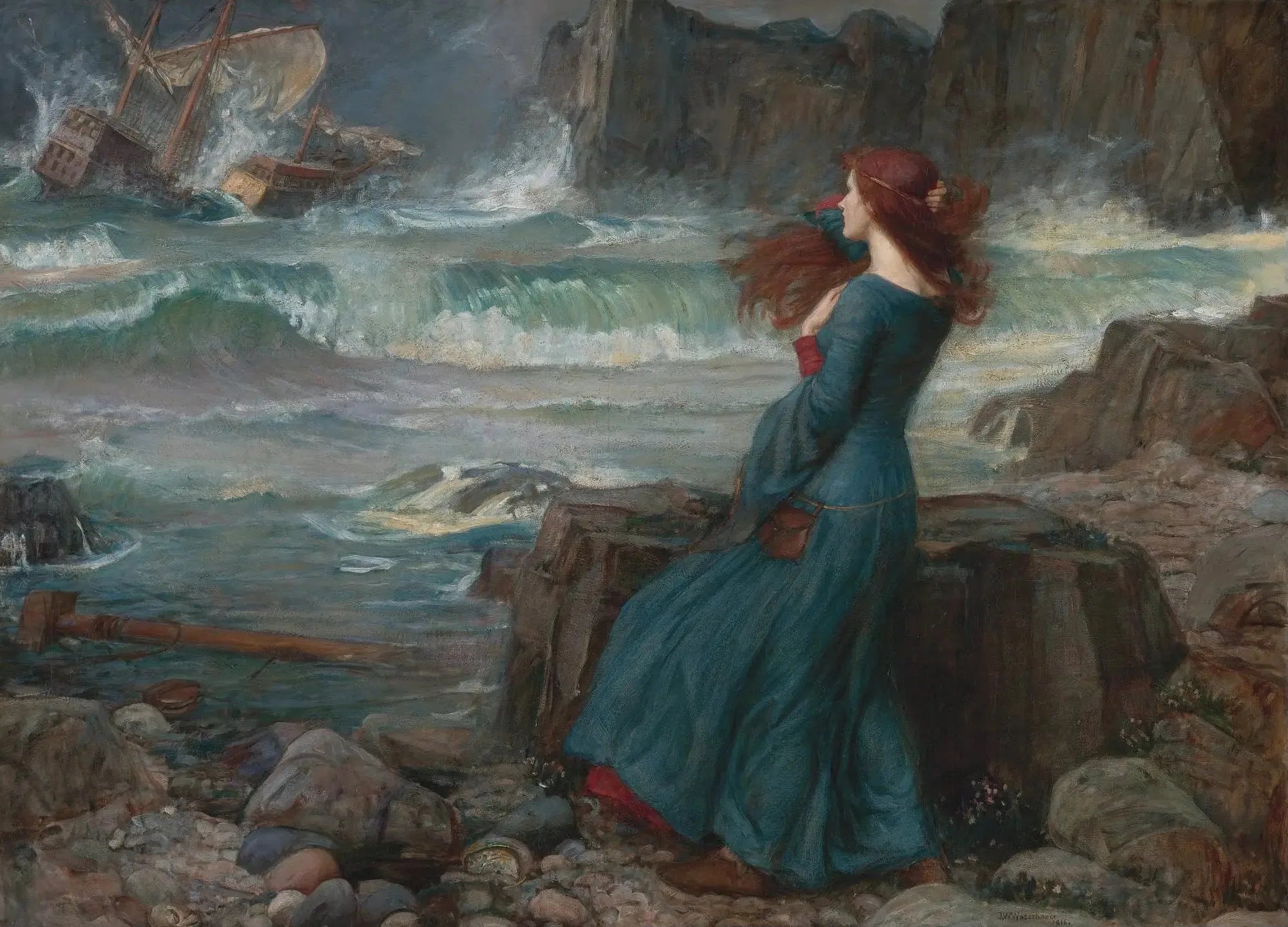 Miranda - The Tempest - John William Waterhouse image 1 copie de tableau peinte à la main