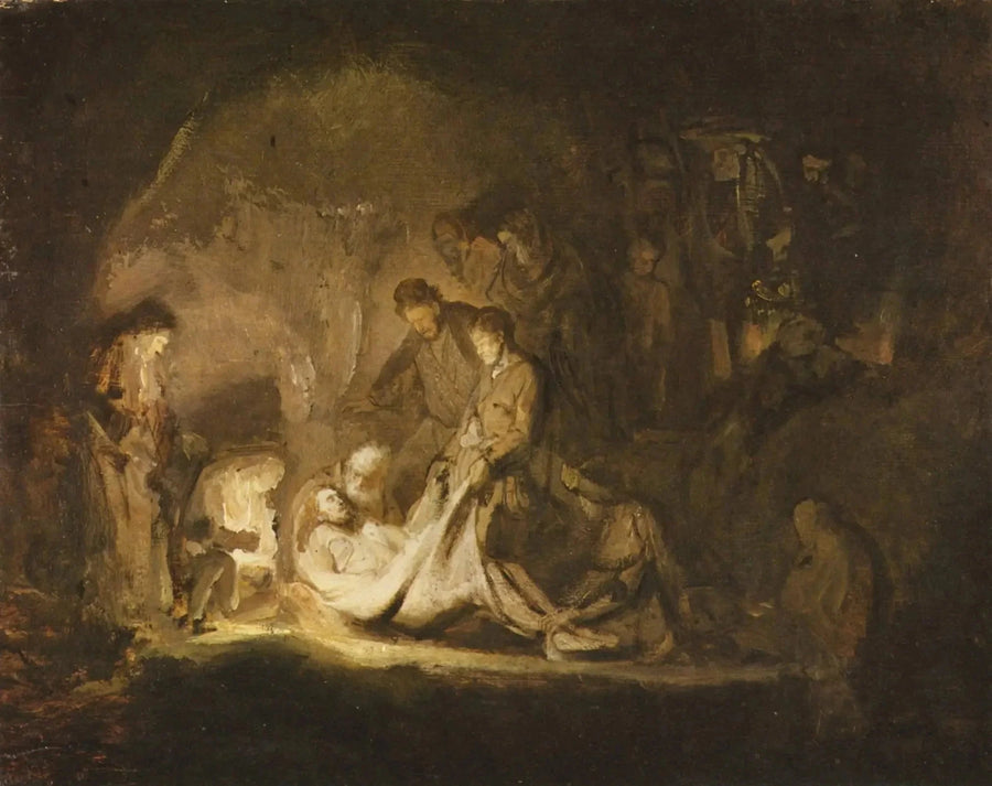 La Mise au tombeau — Rembrandt, 1639–1641 puis reprise vers le milieu des années 1650, Hunterian Art Gallery
