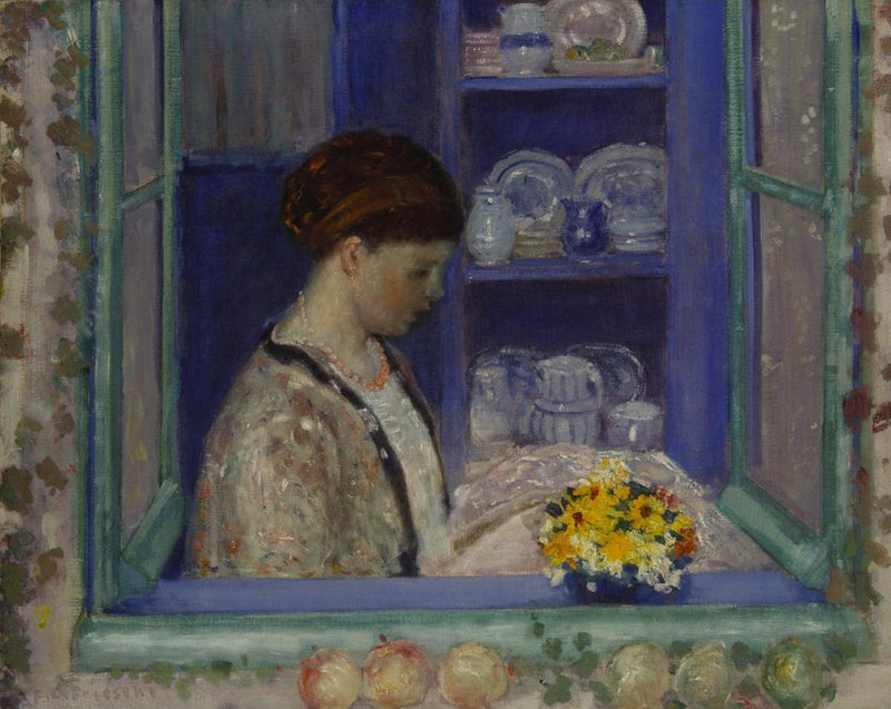 นางสาว Frieseke ที่หน้าต่างครัว - เฟรเดอริก คาร์ล Frieseke