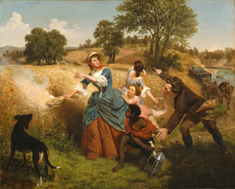 นางสาวชูเลอร์เผาทุ่งข้าวสาลีของเธอขณะใกล้เข้ามาของชาวอังกฤษ - Emanuel Leutze