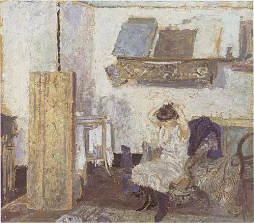 แบบนั่งในเก้าอี้ กำลังจัดทรงผม - Édouard Vuillard