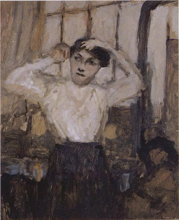 แบบจำลองที่กำลังแต่งตัวในสตูดิโอ - Édouard Vuillard