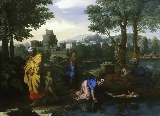โมเสสบนผืนน้ำ - Nicolas Poussin