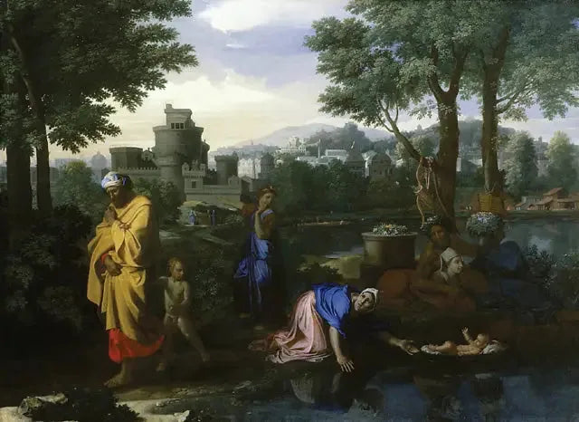 Moïse exposé sur les eaux - Nicolas Poussin image 1 copie peinte à la main à l’huile