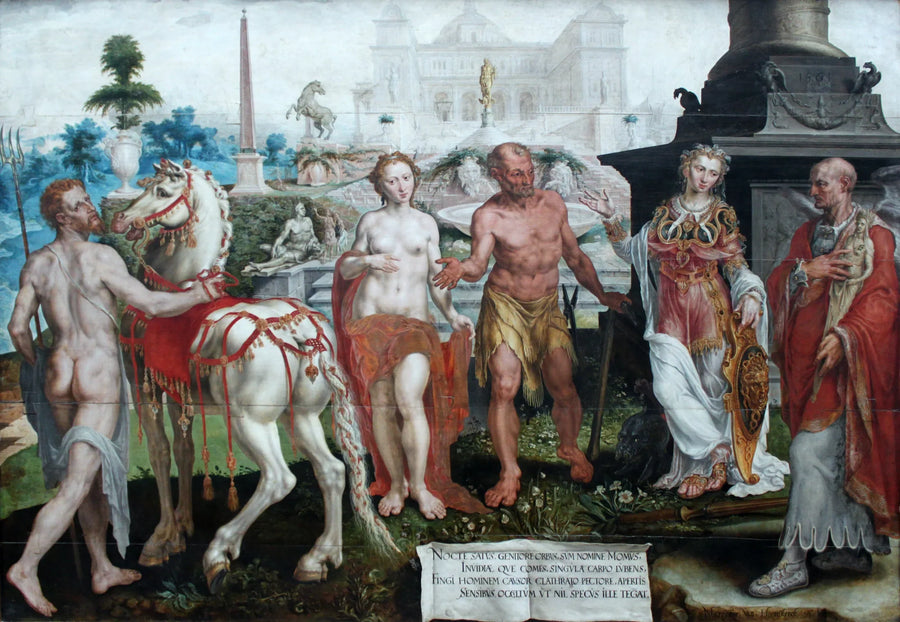 Momos reproche aux dieux leurs œuvres. - Maarten van Heemskerck